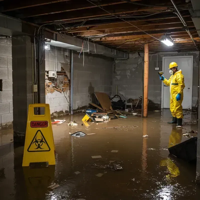 Flooded Basement Electrical Hazard in Sidney, IL Property